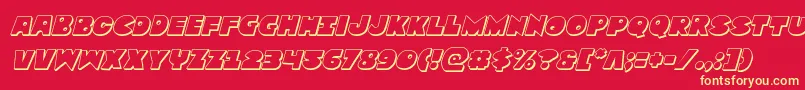 Zounderkite3Dital-Schriftart – Gelbe Schriften auf rotem Hintergrund