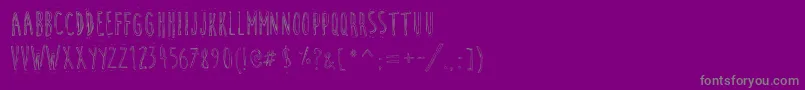 CuteCartoon-fontti – harmaat kirjasimet violetilla taustalla