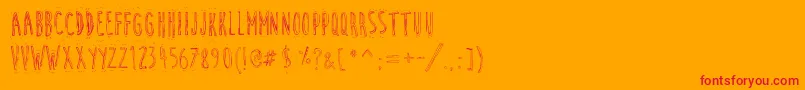 CuteCartoon-Schriftart – Rote Schriften auf orangefarbenem Hintergrund