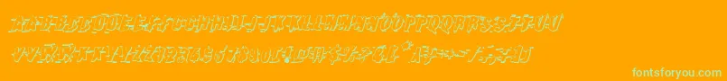 Earthshake3Dital-Schriftart – Grüne Schriften auf orangefarbenem Hintergrund