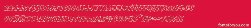 Earthshake3Dital-Schriftart – Grüne Schriften auf rotem Hintergrund