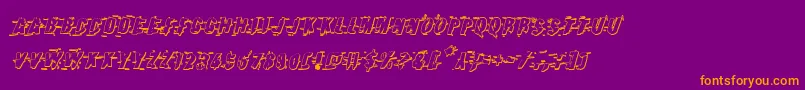 Earthshake3Dital-Schriftart – Orangefarbene Schriften auf violettem Hintergrund
