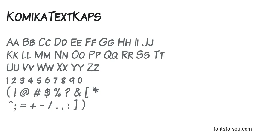 A fonte KomikaTextKaps – alfabeto, números, caracteres especiais