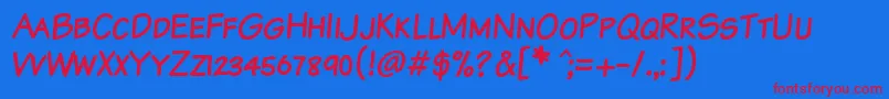 KomikaTextKaps Font – Red Fonts on Blue Background