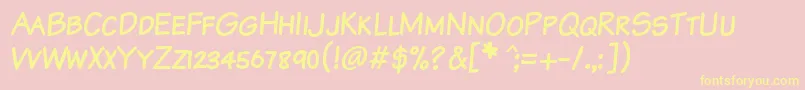 KomikaTextKaps Font – Yellow Fonts on Pink Background