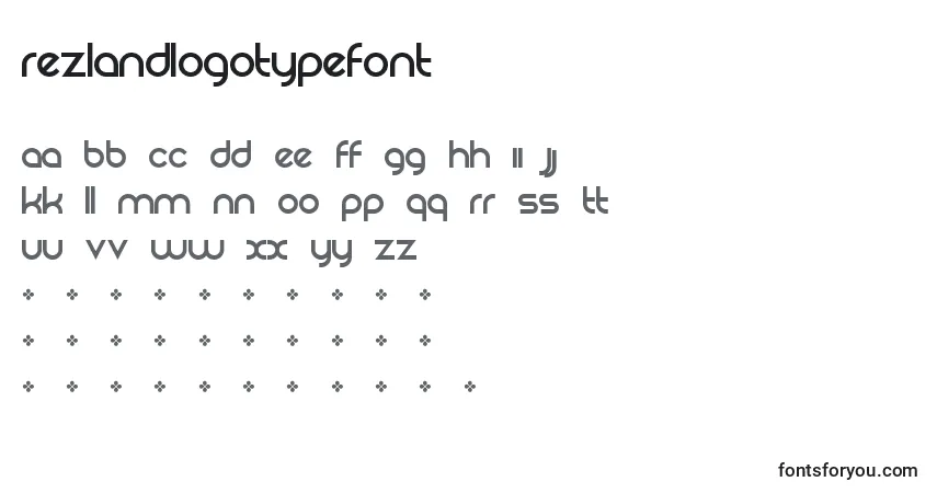 Czcionka RezlandLogotypeFont – alfabet, cyfry, specjalne znaki