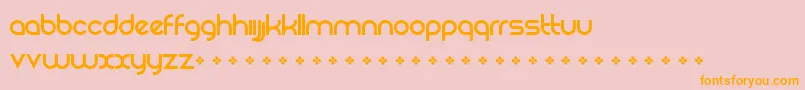 フォントRezlandLogotypeFont – オレンジの文字がピンクの背景にあります。