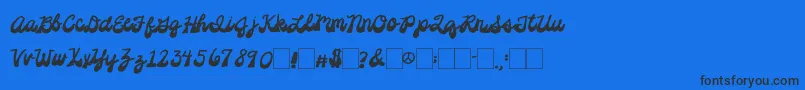 2peasPlatformShoes-Schriftart – Schwarze Schriften auf blauem Hintergrund