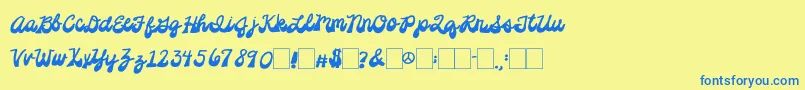 2peasPlatformShoes Font – Blue Fonts on Yellow Background