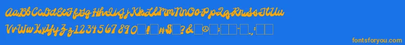 2peasPlatformShoes Font – Orange Fonts on Blue Background