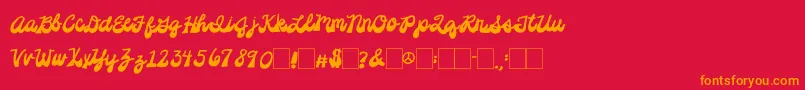 2peasPlatformShoes Font – Orange Fonts on Red Background