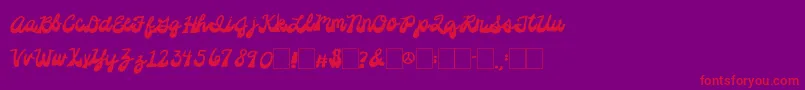 2peasPlatformShoes-Schriftart – Rote Schriften auf violettem Hintergrund