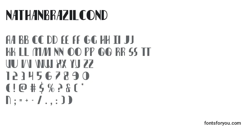 Schriftart Nathanbrazilcond – Alphabet, Zahlen, spezielle Symbole