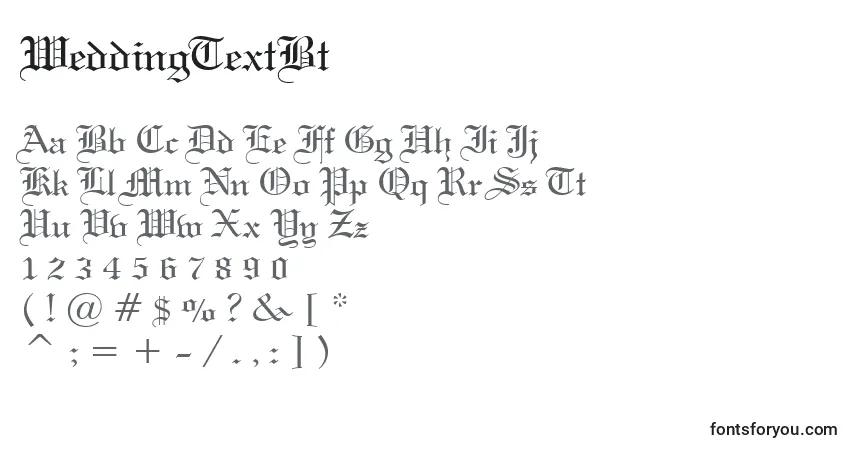 Czcionka WeddingTextBt – alfabet, cyfry, specjalne znaki
