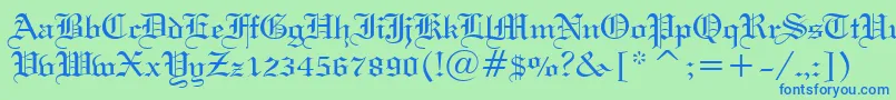 フォントWeddingTextBt – 青い文字は緑の背景です。