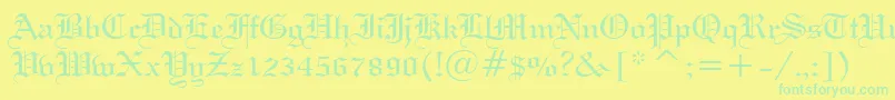 フォントWeddingTextBt – 黄色い背景に緑の文字