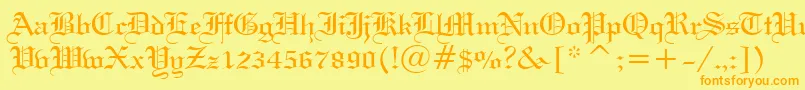 WeddingTextBt Font – Orange Fonts on Yellow Background