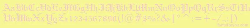 WeddingTextBt-fontti – vaaleanpunaiset fontit keltaisella taustalla