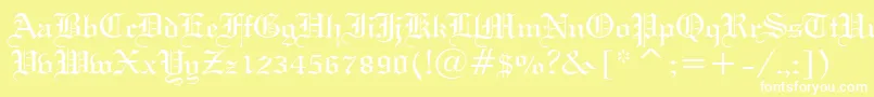 フォントWeddingTextBt – 黄色い背景に白い文字