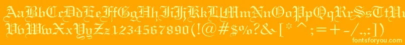 WeddingTextBt Font – Yellow Fonts on Orange Background