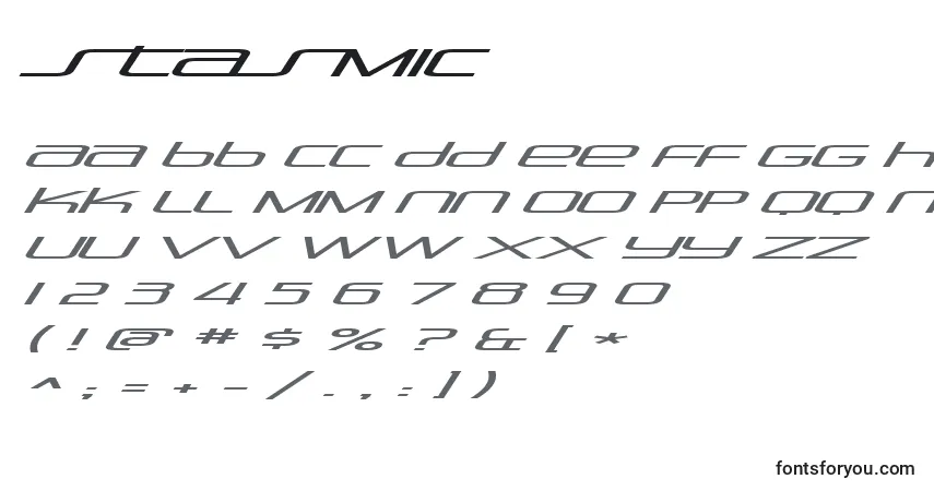 A fonte Stasmic – alfabeto, números, caracteres especiais