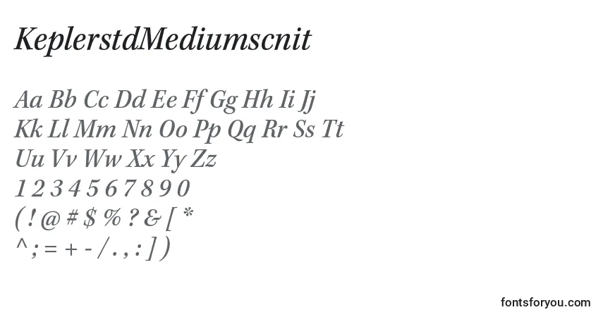 A fonte KeplerstdMediumscnit – alfabeto, números, caracteres especiais