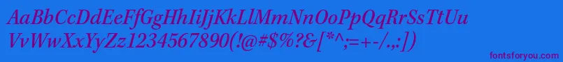 KeplerstdMediumscnit-Schriftart – Violette Schriften auf blauem Hintergrund