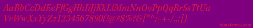 フォントKeplerstdMediumscnit – 紫の背景に赤い文字