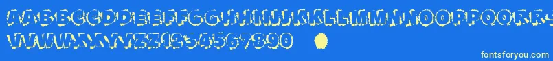 Scratchtoreveal-Schriftart – Gelbe Schriften auf blauem Hintergrund