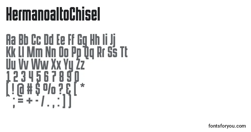 A fonte HermanoaltoChisel – alfabeto, números, caracteres especiais