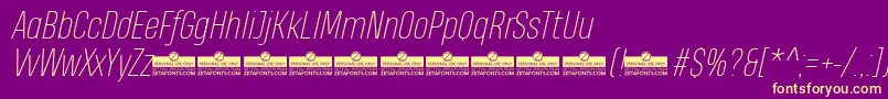 Шрифт HeadingProThinItalicTrial – жёлтые шрифты на фиолетовом фоне