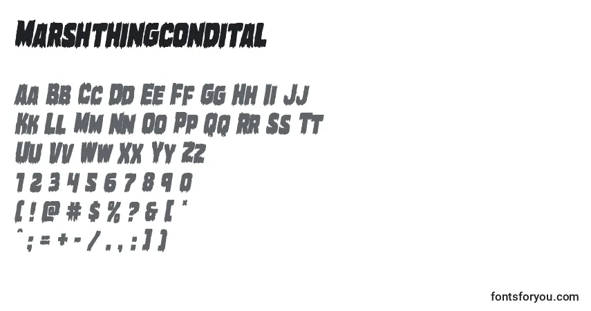 Schriftart Marshthingcondital – Alphabet, Zahlen, spezielle Symbole