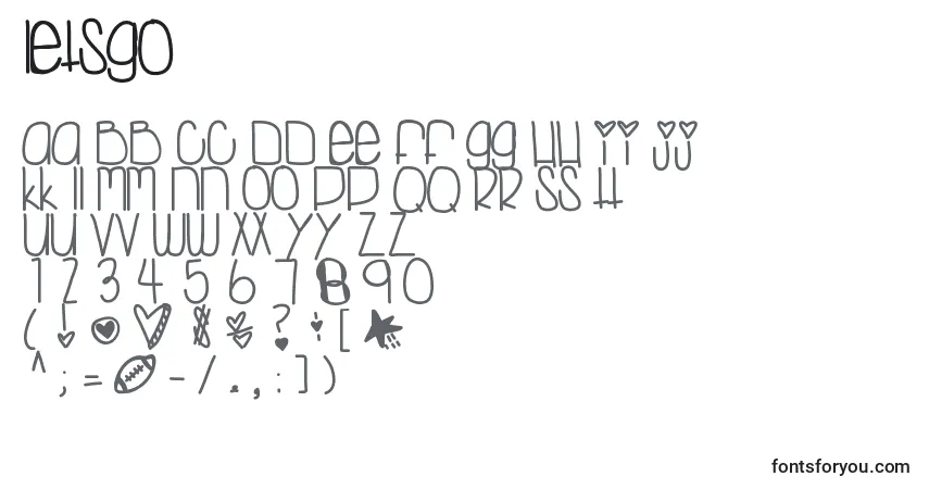 Czcionka Letsgo – alfabet, cyfry, specjalne znaki