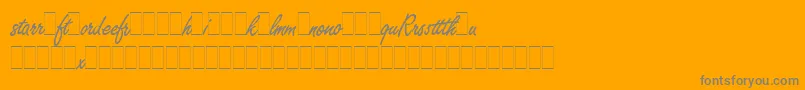 Fonte FreestyleScriptAltsLetPlain.1.0 – fontes cinzas em um fundo laranja
