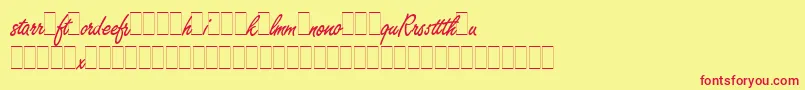 FreestyleScriptAltsLetPlain.1.0-Schriftart – Rote Schriften auf gelbem Hintergrund