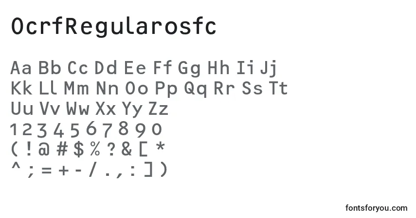 A fonte OcrfRegularosfc – alfabeto, números, caracteres especiais