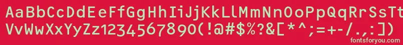 フォントOcrfRegularosfc – 赤い背景に緑の文字