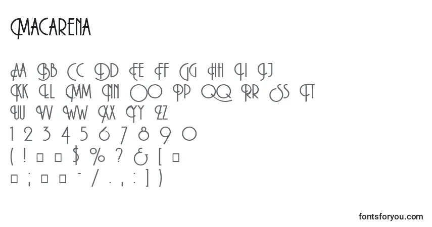 Czcionka Macarena – alfabet, cyfry, specjalne znaki