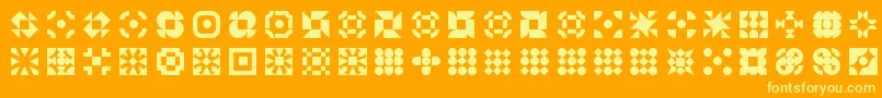 5geomedings-Schriftart – Gelbe Schriften auf orangefarbenem Hintergrund