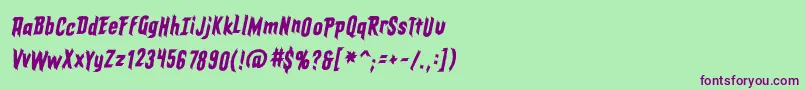 EldergodsBbItalic-Schriftart – Violette Schriften auf grünem Hintergrund