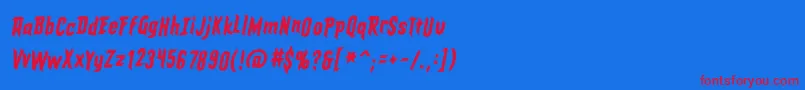 EldergodsBbItalic Font – Red Fonts on Blue Background