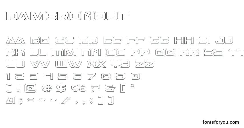 A fonte Dameronout – alfabeto, números, caracteres especiais