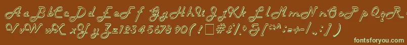 フォントTubulaScriptSsi – 緑色の文字が茶色の背景にあります。