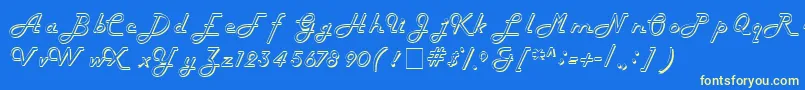TubulaScriptSsi Font – Yellow Fonts on Blue Background