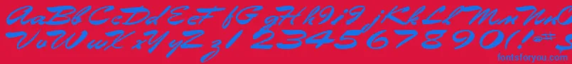 Eggshell61Bold-Schriftart – Blaue Schriften auf rotem Hintergrund