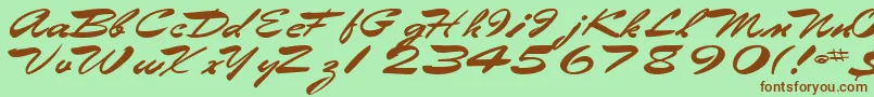 フォントEggshell61Bold – 緑の背景に茶色のフォント