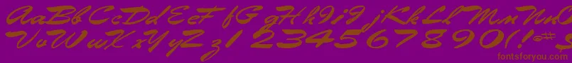 Eggshell61Bold-Schriftart – Braune Schriften auf violettem Hintergrund