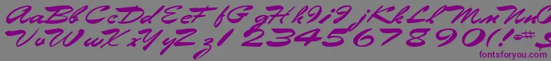 Eggshell61Bold-Schriftart – Violette Schriften auf grauem Hintergrund