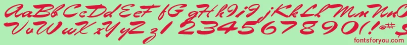 Eggshell61Bold-Schriftart – Rote Schriften auf grünem Hintergrund