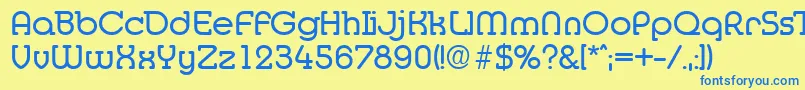 フォントMediaSerialRegularDb – 青い文字が黄色の背景にあります。